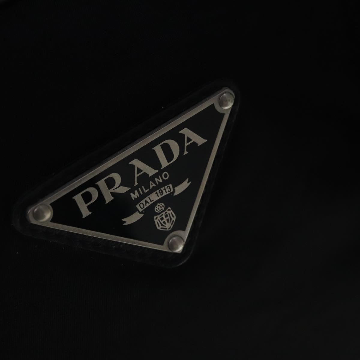 PRADA Boston Bag Nylon 2way Black Silver Auth bs18831