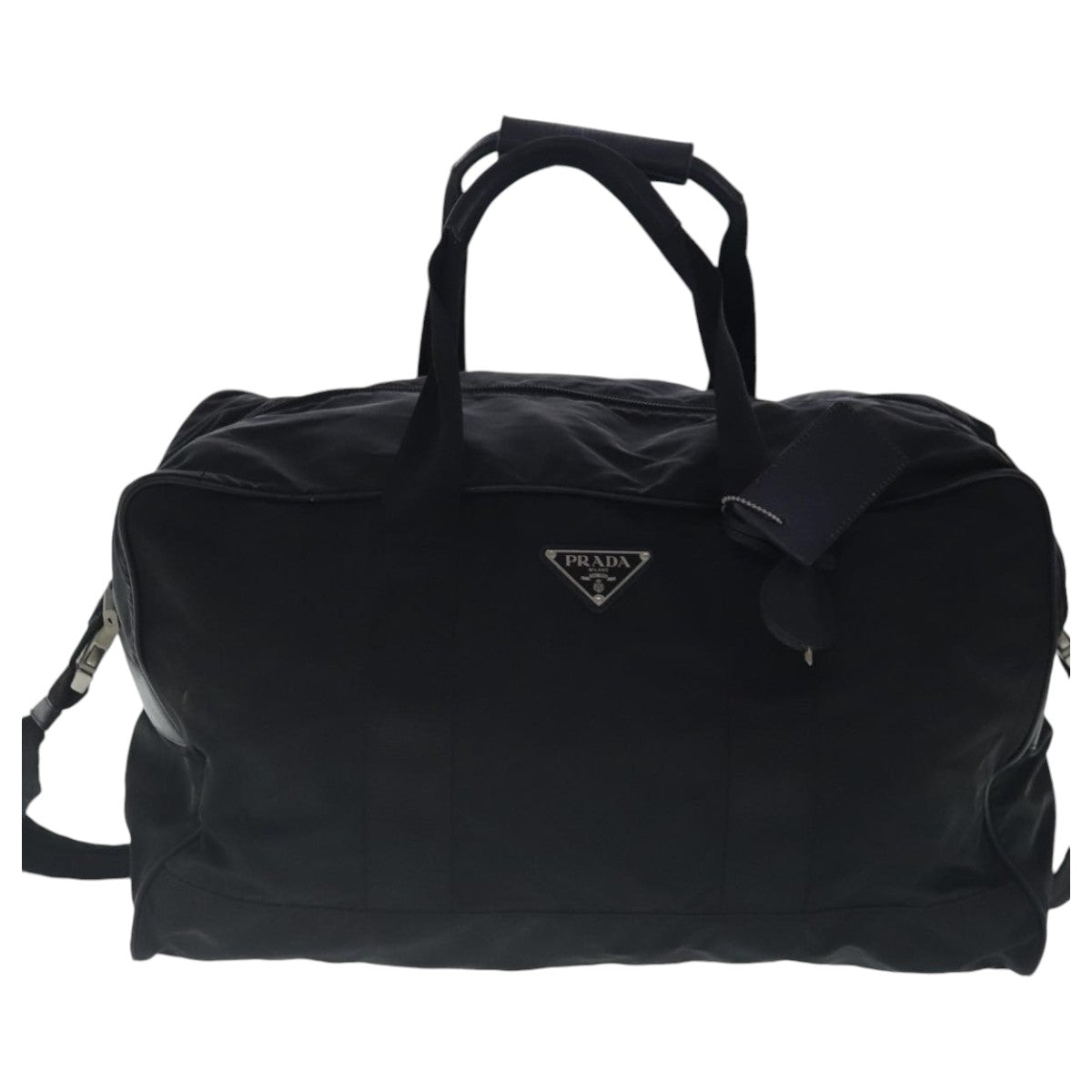 PRADA Boston Bag Nylon 2way Black Silver Auth bs18831 - 0