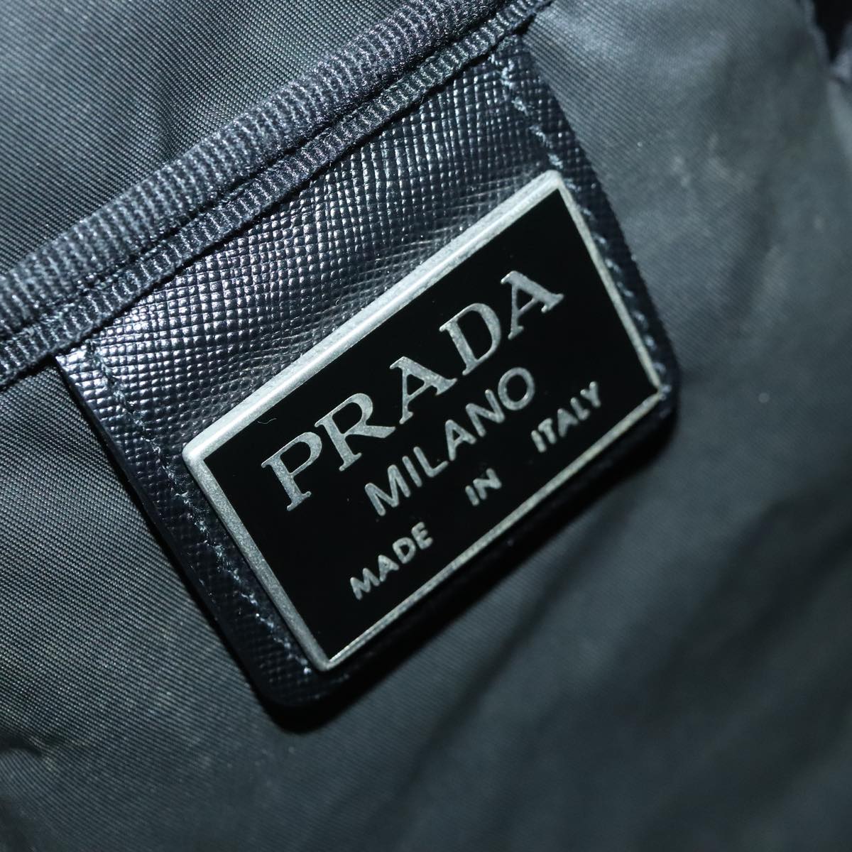 PRADA Boston Bag Nylon 2way Black Silver Auth bs18831