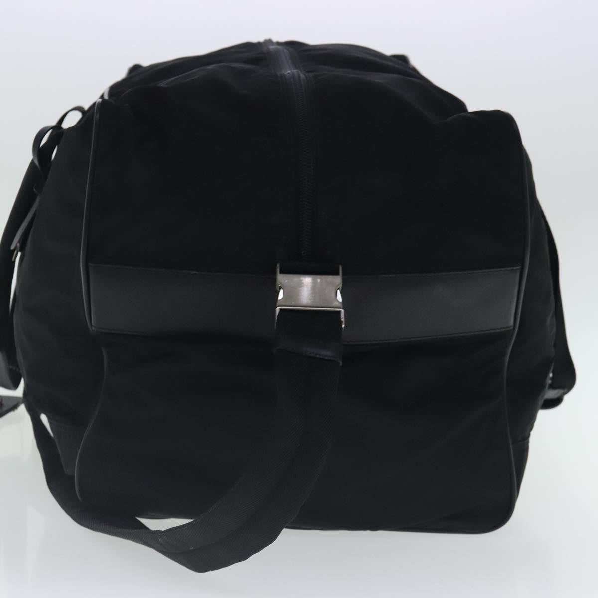 PRADA Boston Bag Nylon 2way Black Silver Auth bs18831