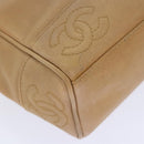 CHANEL Chain Shoulder Bag Caviar Skin Beige Gold CC Auth bs18835-14