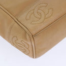 CHANEL Chain Shoulder Bag Caviar Skin Beige Gold CC Auth bs18835-16