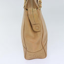 CHANEL Chain Shoulder Bag Caviar Skin Beige Gold CC Auth bs18835-3
