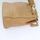 CHANEL Chain Shoulder Bag Caviar Skin Beige Gold CC Auth bs18835-4