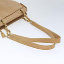CHANEL Chain Shoulder Bag Caviar Skin Beige Gold CC Auth bs18835-7