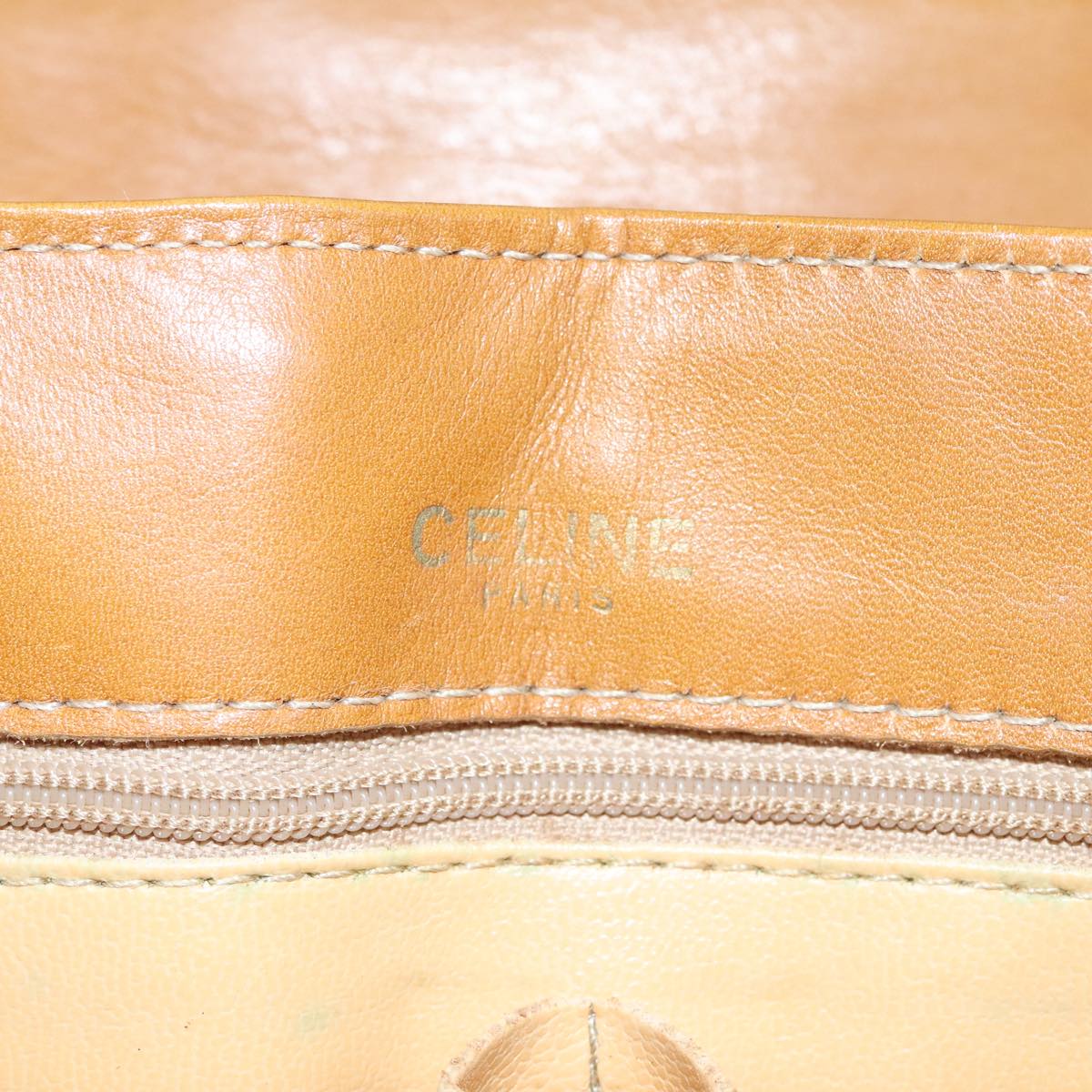 CELINE Shoulder Bag Leather Brown Gold Auth bs18839