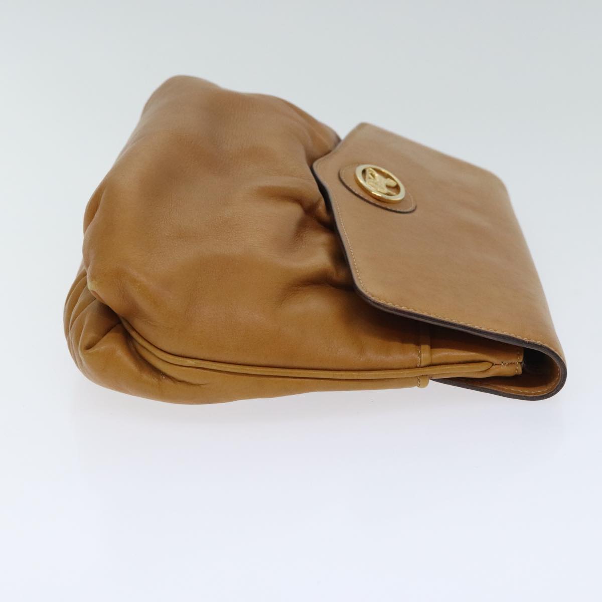 CELINE Shoulder Bag Leather Brown Gold Auth bs18839