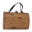 FENDI Hand Bag Wood Beige Gold Auth bs18841-1