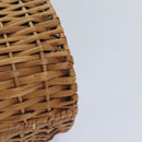 FENDI Hand Bag Wood Beige Gold Auth bs18841-16