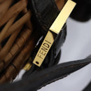 FENDI Hand Bag Wood Beige Gold Auth bs18841-10