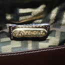 FENDI Hand Bag Wood Beige Gold Auth bs18841-17