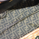 FENDI Hand Bag Wood Beige Gold Auth bs18841-11