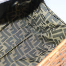 FENDI Hand Bag Wood Beige Gold Auth bs18841-18