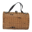 FENDI Hand Bag Wood Beige Gold Auth bs18841-13