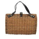 FENDI Hand Bag Wood Beige Gold Auth bs18841-2