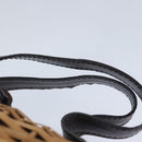 FENDI Hand Bag Wood Beige Gold Auth bs18841-8