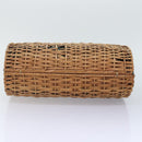 FENDI Hand Bag Wood Beige Gold Auth bs18841-5