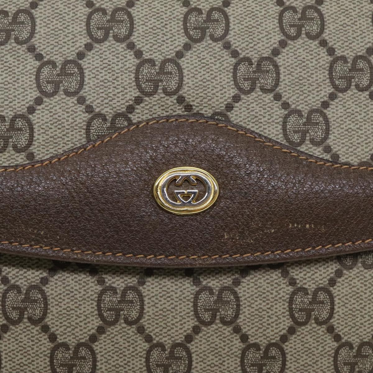 GUCCI GG Supreme Clutch Bag PVC Leather Beige Brown Gold 89 02 075 Auth bs18842