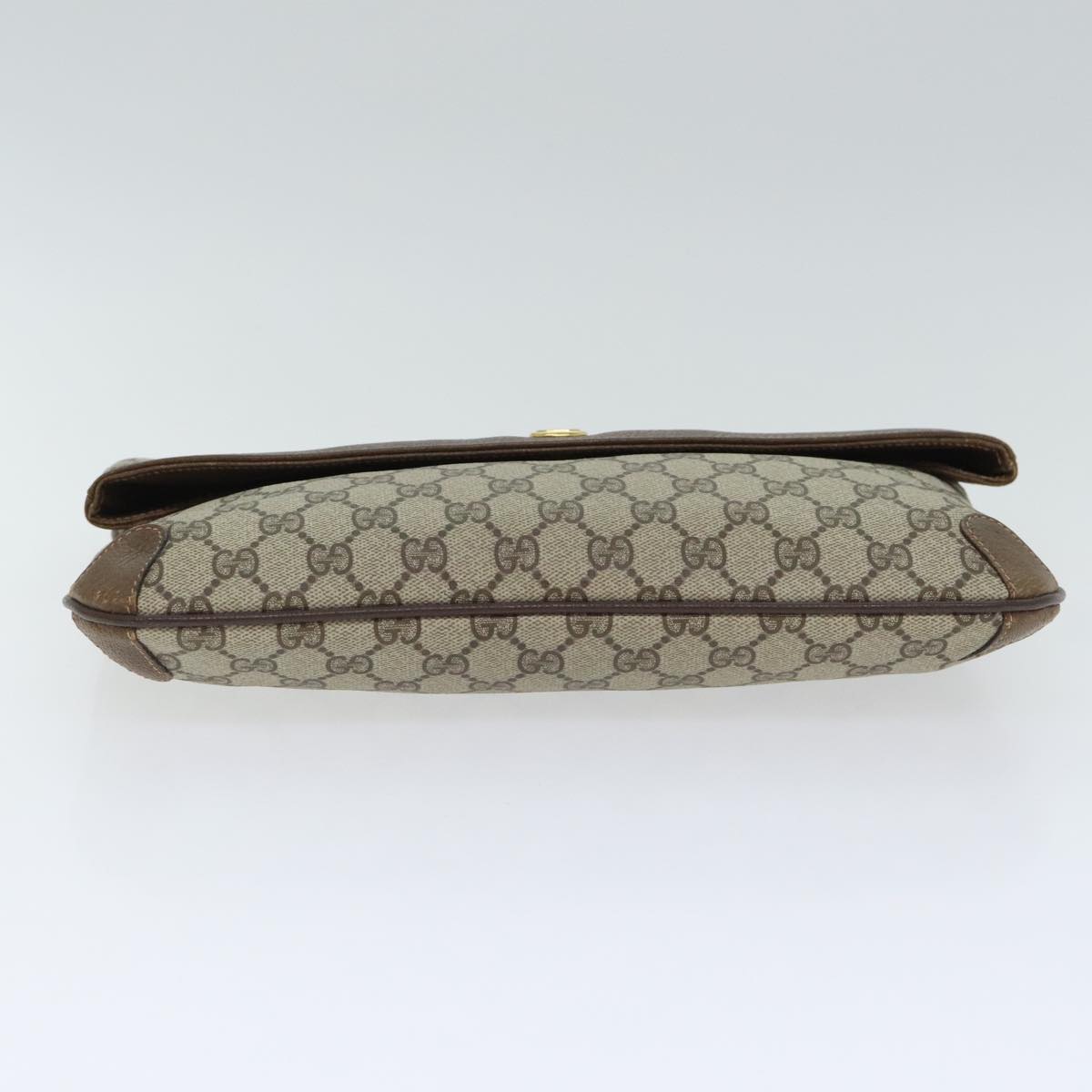 GUCCI GG Supreme Clutch Bag PVC Leather Beige Brown Gold 89 02 075 Auth bs18842