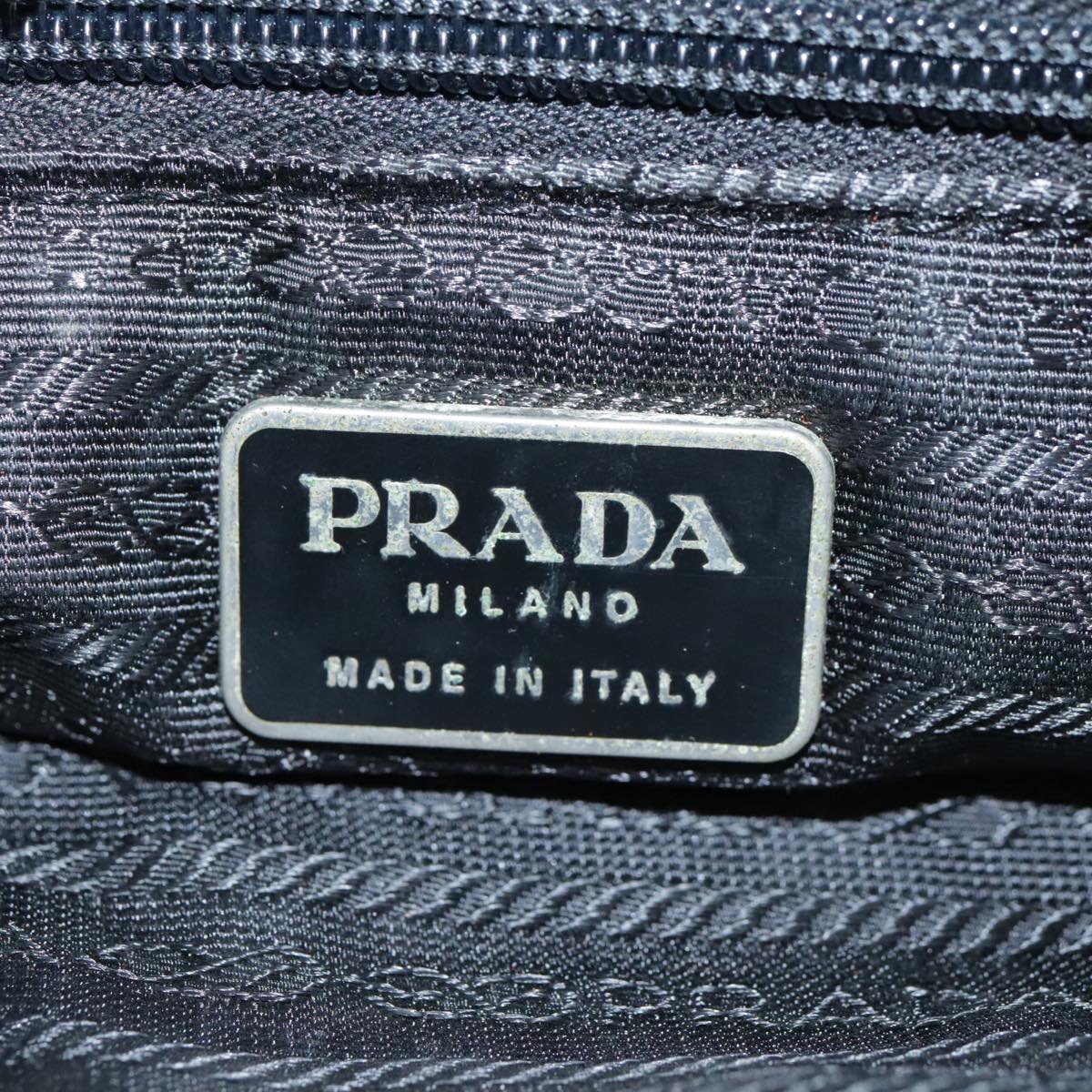 PRADA Tote Bag Nylon Black Silver Auth bs18845