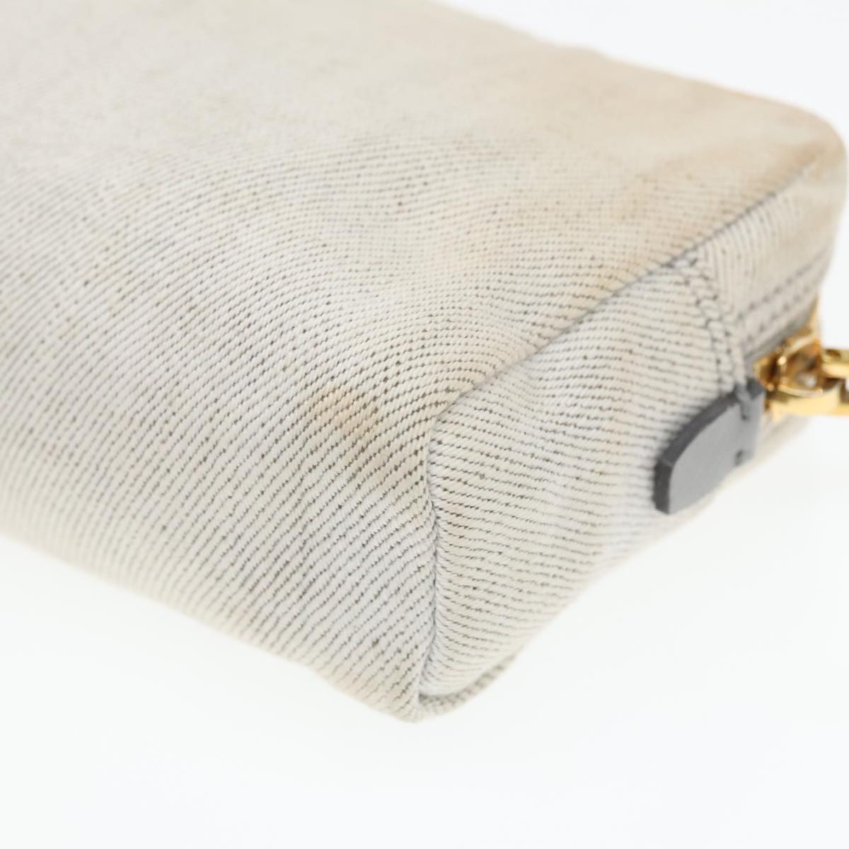 PRADA Pouch Canvas Gray Gold Auth bs18846