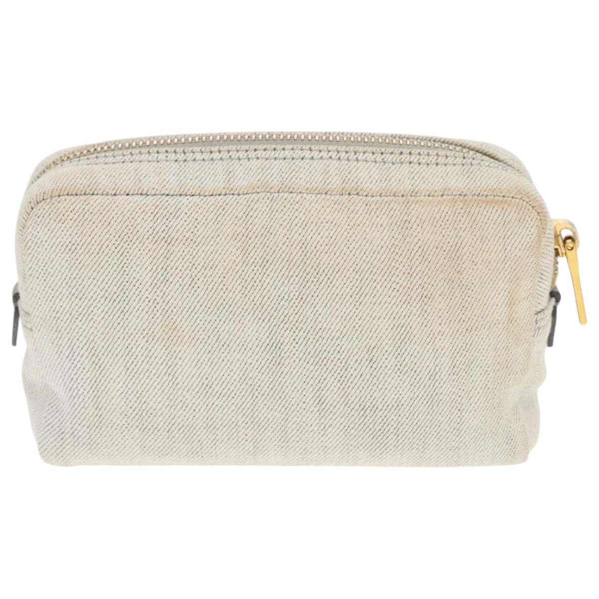 PRADA Pouch Canvas Gray Gold Auth bs18846 - 0