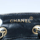 CHANEL Hand Bag straw Beige Black CC Auth bs18882-17