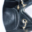 CHANEL Hand Bag straw Beige Black CC Auth bs18882-18