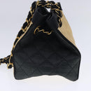 CHANEL Hand Bag straw Beige Black CC Auth bs18882-3