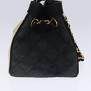 CHANEL Hand Bag straw Beige Black CC Auth bs18882-4