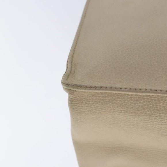 CHANEL COCO Mark Chain Tote Bag Caviar Skin Beige Gold CC Auth bs18886