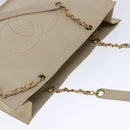 CHANEL COCO Mark Chain Tote Bag Caviar Skin Beige Gold CC Auth bs18886-6