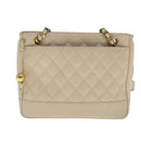 CHANEL Matelasse Chain Shoulder Bag Caviar Skin Beige CC Auth bs18887-13
