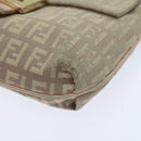 FENDI Zucchino Canvas Shoulder Bag Beige Gold Auth bs18891-9