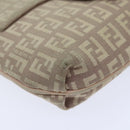 FENDI Zucchino Canvas Shoulder Bag Beige Gold Auth bs18891-14