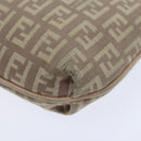 FENDI Zucchino Canvas Shoulder Bag Beige Gold Auth bs18891-15