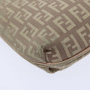 FENDI Zucchino Canvas Shoulder Bag Beige Gold Auth bs18891-16