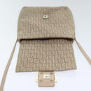 FENDI Zucchino Canvas Shoulder Bag Beige Gold Auth bs18891-17