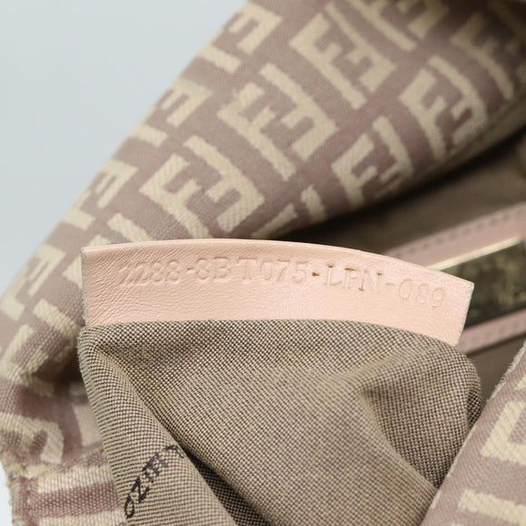 FENDI Zucchino Canvas Shoulder Bag Beige Gold Auth bs18891