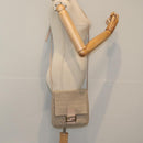FENDI Zucchino Canvas Shoulder Bag Beige Gold Auth bs18891-22