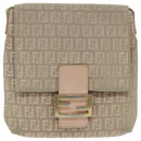FENDI Zucchino Canvas Shoulder Bag Beige Gold Auth bs18891-13
