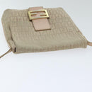 FENDI Zucchino Canvas Shoulder Bag Beige Gold Auth bs18891-6