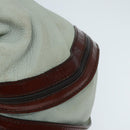 CELINE Shoulder Bag Leather White Brown Auth bs18904-14