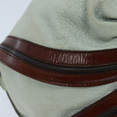 CELINE Shoulder Bag Leather White Brown Auth bs18904-15