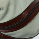CELINE Shoulder Bag Leather White Brown Auth bs18904-16