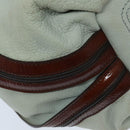 CELINE Shoulder Bag Leather White Brown Auth bs18904-17