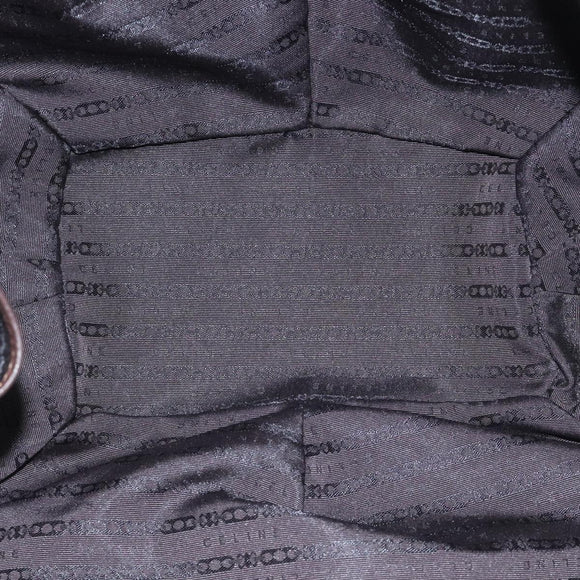 CELINE Shoulder Bag Leather White Brown Auth bs18904