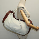 CELINE Shoulder Bag Leather White Brown Auth bs18904-22