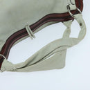 CELINE Shoulder Bag Leather White Brown Auth bs18904-7