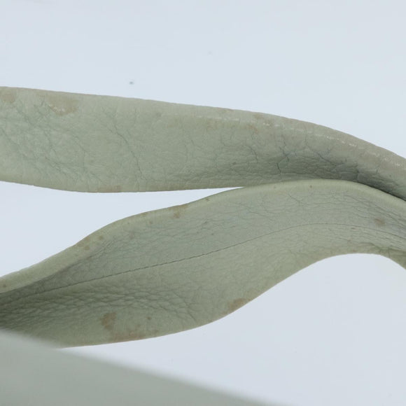 CELINE Shoulder Bag Leather White Brown Auth bs18904